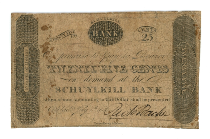 1815 Schuylkill Bank Pennsylvania 25 Cents PA (L5167)