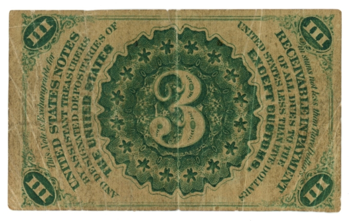 FR-1227 United States Fractional Currency 3c Note (63890)