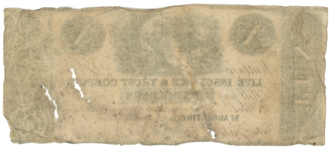 1836 Southern Life Insurance & Trust Co. St. Augustine Florida $10 Note 63930