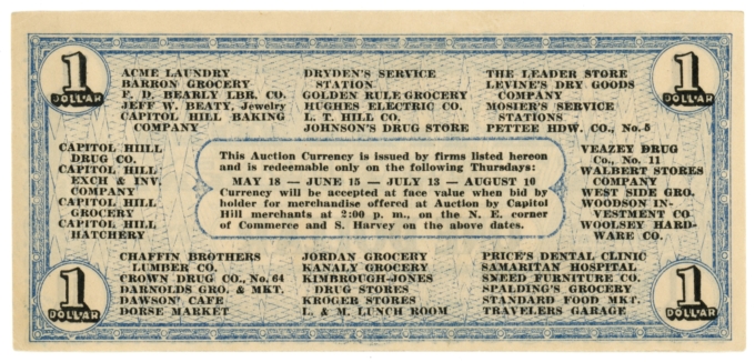 ND Capitol Hill Commerce Club Oklahoma City OK $1 Obsolete Note (64010)
