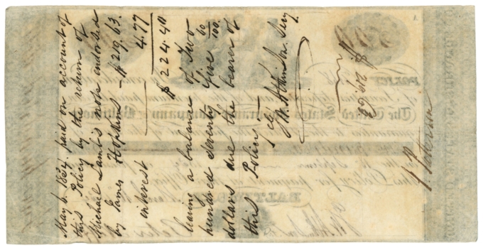 1834 United States Insurance Company of Baltimore Maryland $500 Note (64023OZ)