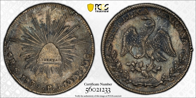 1839-Go PJ MEXICO 4 REALES PCGS XF DETAILS - GUANAJUATO MINT - RARE! (21233)