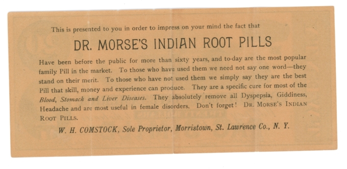 NY CSA AD "Dr. Morse's Indian Root Pills" (A0004)