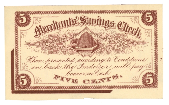 Merchants' Savings Check Five Cents (A0005)