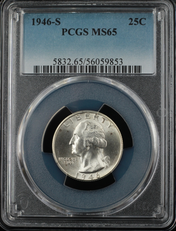 1946-S WASHINGTON QUARTER 25C PCGS MS65 (59853)