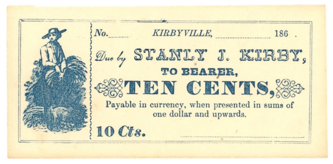 186_ Stanly J. Kirby Kirbyville Pennsylvania PA 10 Cents (L5241)