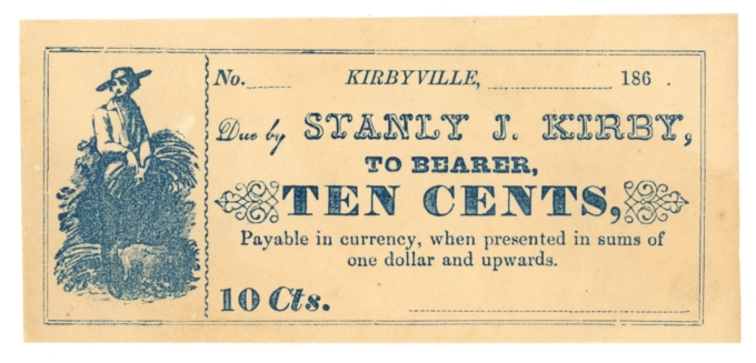 186_ Stanly J. Kirby Kirbyville Pennsylvania PA 10 Cents (L5242)