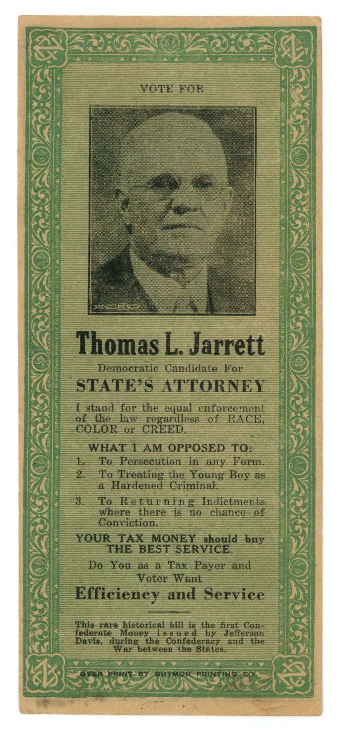 ND Vote for Thomas L. Jarrett State's Attorney CSA Ad Note (L5268)