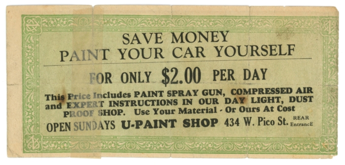 ND CSA Ad note U-Paint Shop California CA (L5273)