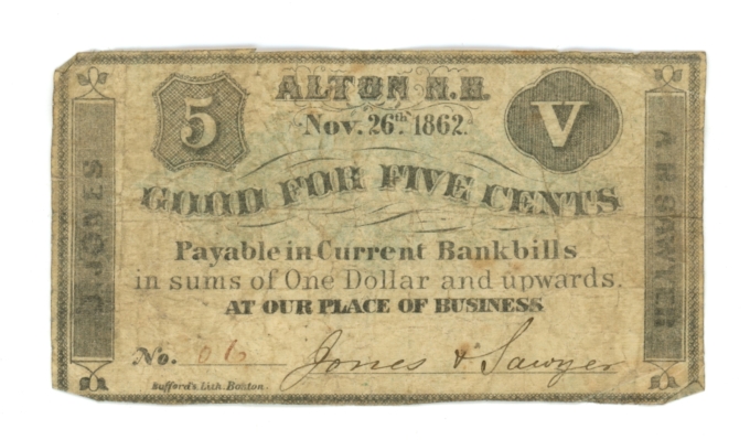 1862 Alton New Hampshire 25 Cent note NH (L5276)