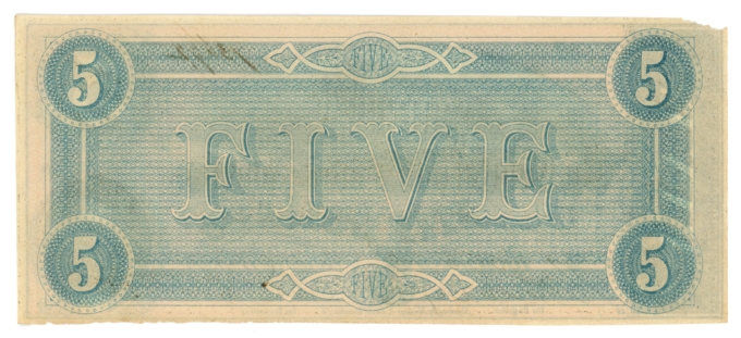 T-69 PF-9 CR-563 1864 Confederate States of America $5 (L5281)
