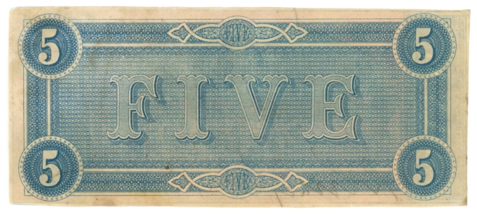 T-69 PF-10 CR-564 Confederate States of America $5 (L5282)