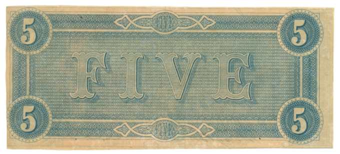 T-69 PF-10 CR-564 Confederate States of America $5 (L5283)