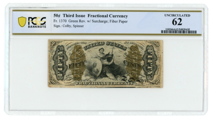 FR-1370 US Fractional Currency 50 Cents PCGS UNC 62 (L5285)