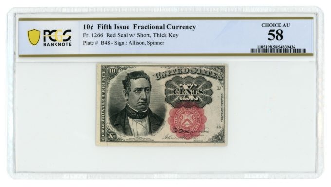 FR-1266 Fifth Issue Fractional 10 Cents PCGS AU58 (L5290)