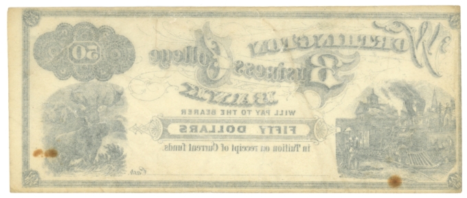 ND Worthington Business College Bank $50 Unknown Issue (L5291)