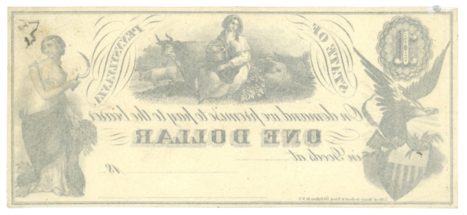 18XX State of Pennsylvania Unknown Issuer $1 Obsolete Scrip (L5302)