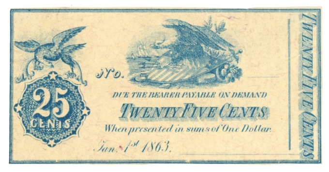 Unknown Issue 1863 25 Cents (L5308)