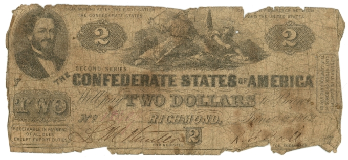 T-42 1862 Confederate States of America CSA $2 Note PF-3 CR-336 (64140)