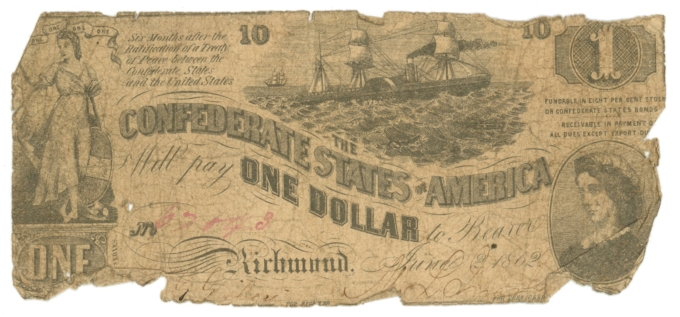 T-44 1862 Confederate States of America $1 Note PF-3 CR-341 (64147)