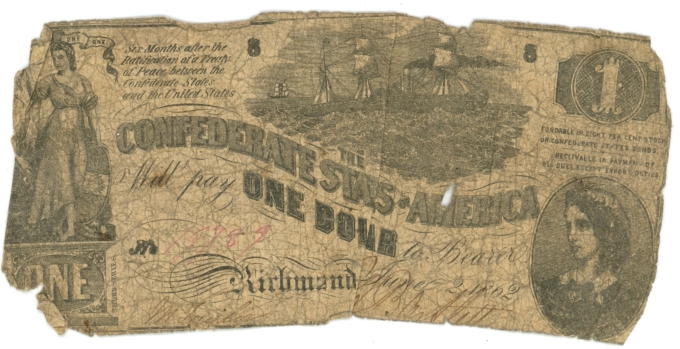 T-44 1862 Confederate States of America $1 Note PF-2 CR-340 (64149)