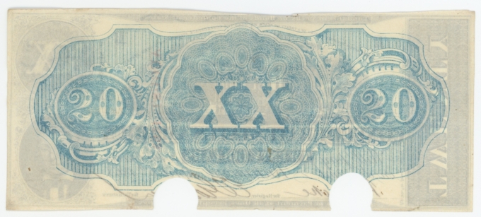 T-58 1863 Confederate States of America CSA $20 Note PF-29 CR-428 (64158)