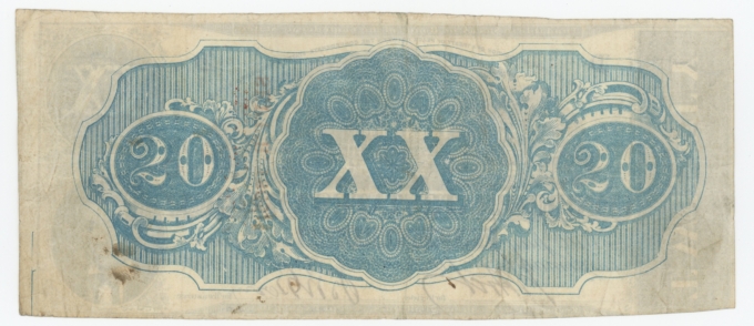 T-58 1863 Confederate States of America CSA $20 Note PF-29 CR-428 (64162)