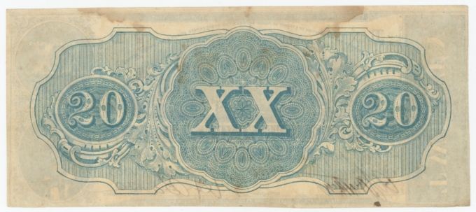 T-58 1863 Confederate States of America CSA $20 Note PF-21 CR-423 (64163)