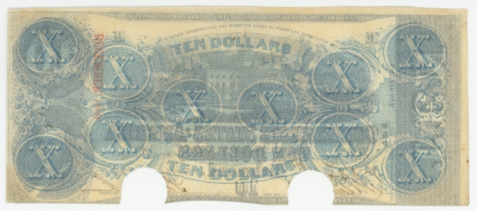T-59 1863 Confederate States of America CSA $10 Note PF-19 CR-442 (64168)