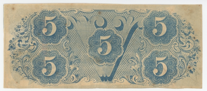 T-60 1863 Confederate States of America CSA $5 Note PF-4 CR-450 (64173)