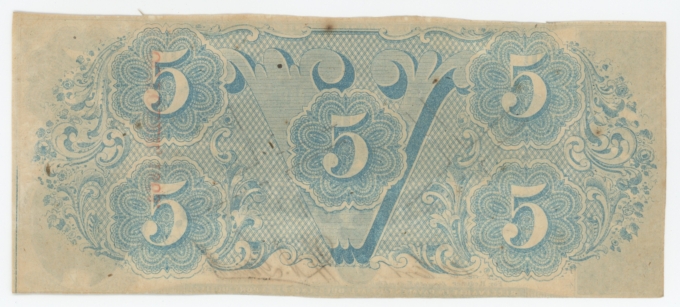 T-60 1863 Confederate States of America CSA $5 Note PF-27 CR-464 (64174)