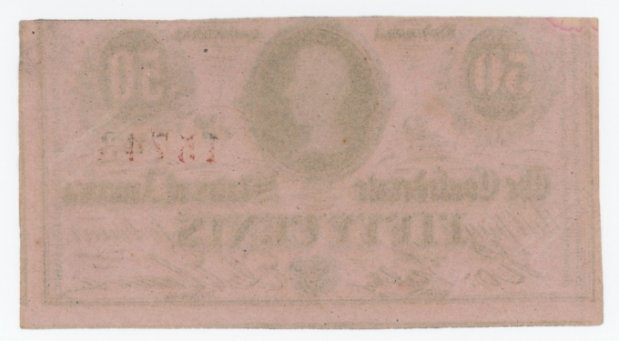 T-63 1863 Confederate States of America CSA 50c Note PF-8 CR-487 (64177)