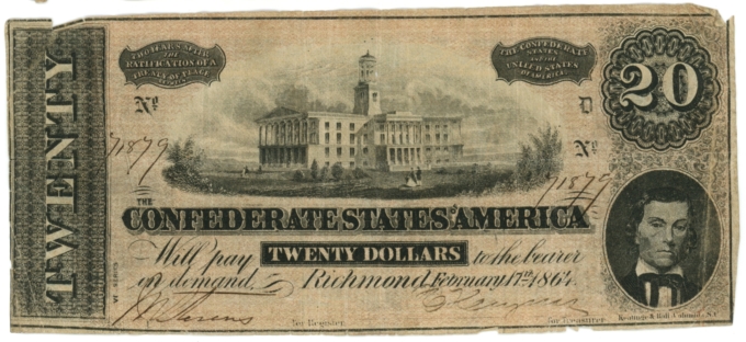 T-67 1864 Confederate States of America CSA $20 Note PF-6 CR-507 (64184)