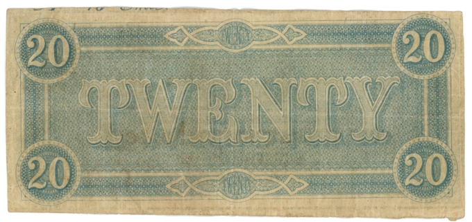 T-67 1864 Confederate States of America CSA $20 Note PF-6 CR-507 (64182)