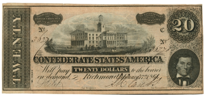 T-67 1864 Confederate States of America CSA $20 Note PF-13 CR-513 (64183)