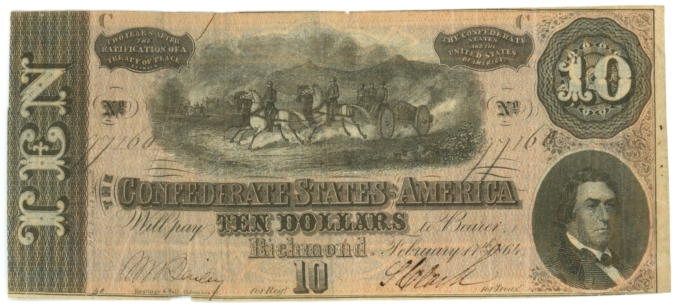 T-68 1864 Confederate States of America $10 Note PF-1 CR-540 (64187)
