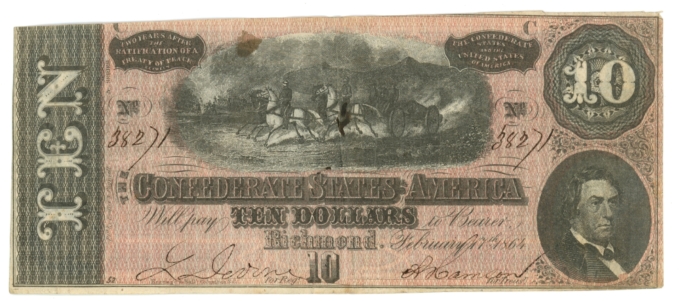 T-68 1864 Confederate States of America $10 Note PF-21 CR-547 (64186)