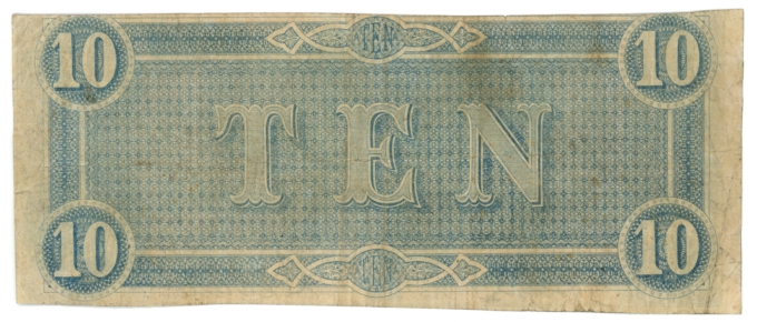T-68 1864 Confederate States of America CSA $10 Note 7/6 Series? (64190)
