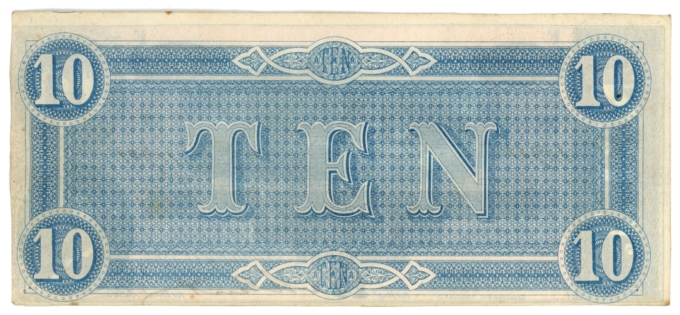 T-68 1864 Confederate States of America CSA $10 Note PF-10 CR-543 (64194)