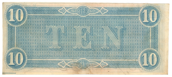 T-68 1864 Confederate States of America $10 Note F-E Plen ERROR R11 (64196)