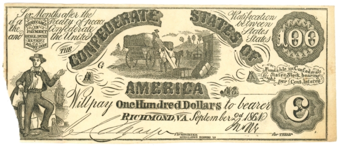 CT-13 1861 Confederate States of America CSA $100 Note CTFT (64199)