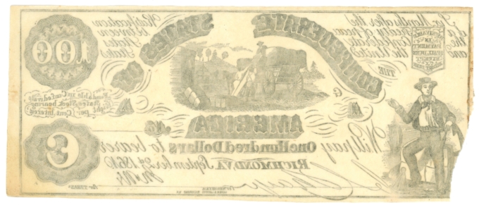 CT-13 1861 Confederate States of America CSA $100 Note CTFT (64199)