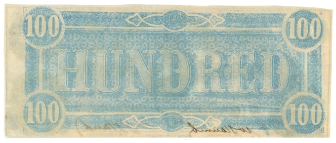CT-65 1864 Confederate States of America CSA $100 Note Havana CTFT (64209)