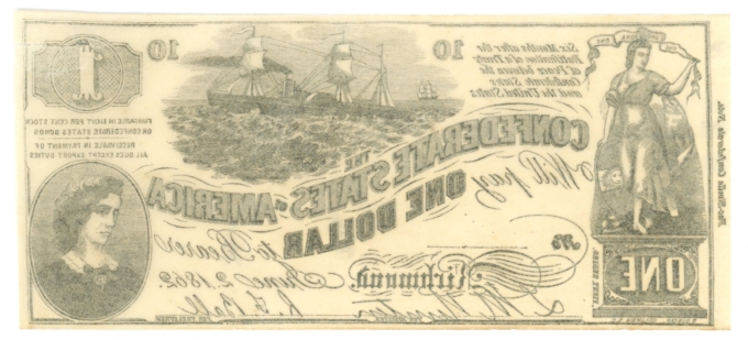 CT-44 1862 Confederate States of America CSA $1 Note CTFT Nice Note (64208)