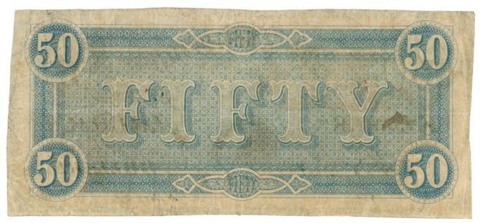T-66 1864 Confederate States of America CSA $50 Note PF-2 CR-496 (64095)