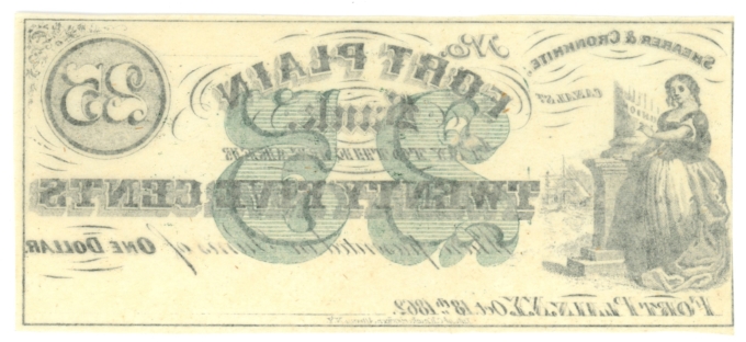 1862 Shearer & Cronkhite Fort Plain New York NY 25c Obsolete Note H-47 (64223)