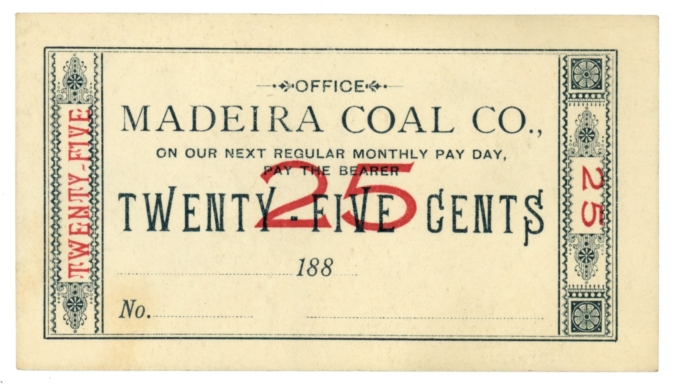 188X Madeira Coal Company Madeira Ohio OH 25c Obsolete Scrip (64239)