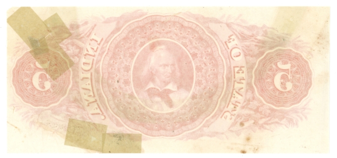 ND Unknown Issuer State of Indiana $5 Obsolete Back Proof UNL Chief Red Jacket? (64286)