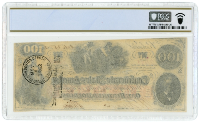 T-41 1862 Confederate States of America CSA $100 Note PF-20 CR-316A PCGS 58PPQ