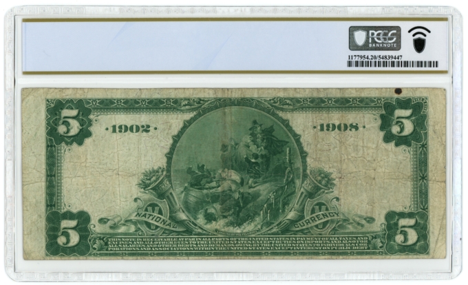 1902 DB National City Bank of Troy NY $5 NBN Ch#7612 PCGS 20 NO DB ON CENSUS